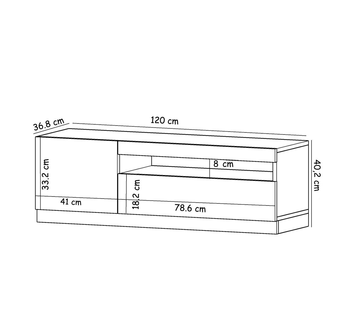 TV-LOWBOARD Weiß mit LED-Leuchten Links 2/2 teil Marmor Optik 9505 - Weiß, Holzwerkstoff (120/40/37cm) - moebel17