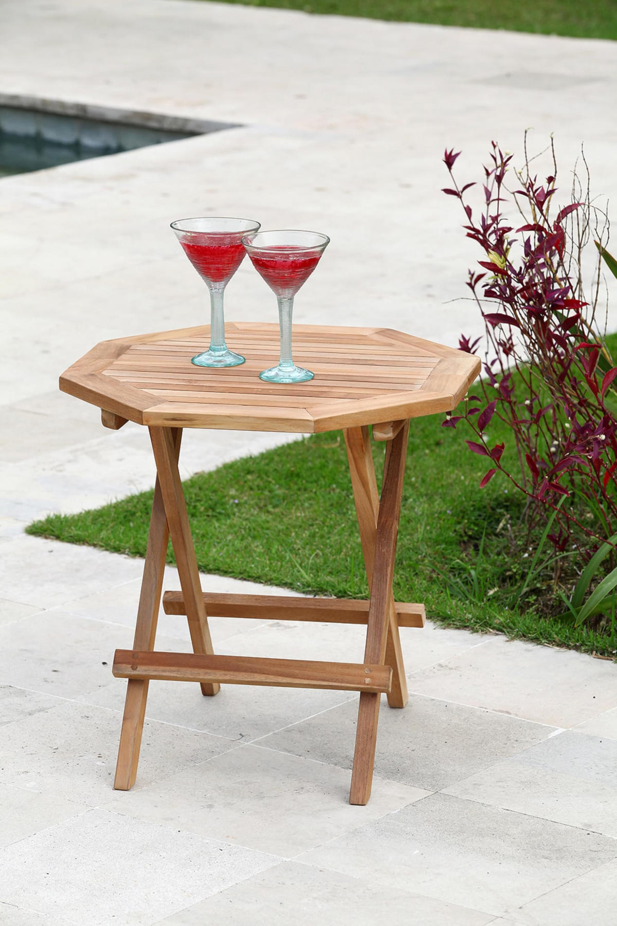 GARTENTISCH Nella achteckig Garten - Teakfarben, Holz (50/50/50cm) - DELUKE