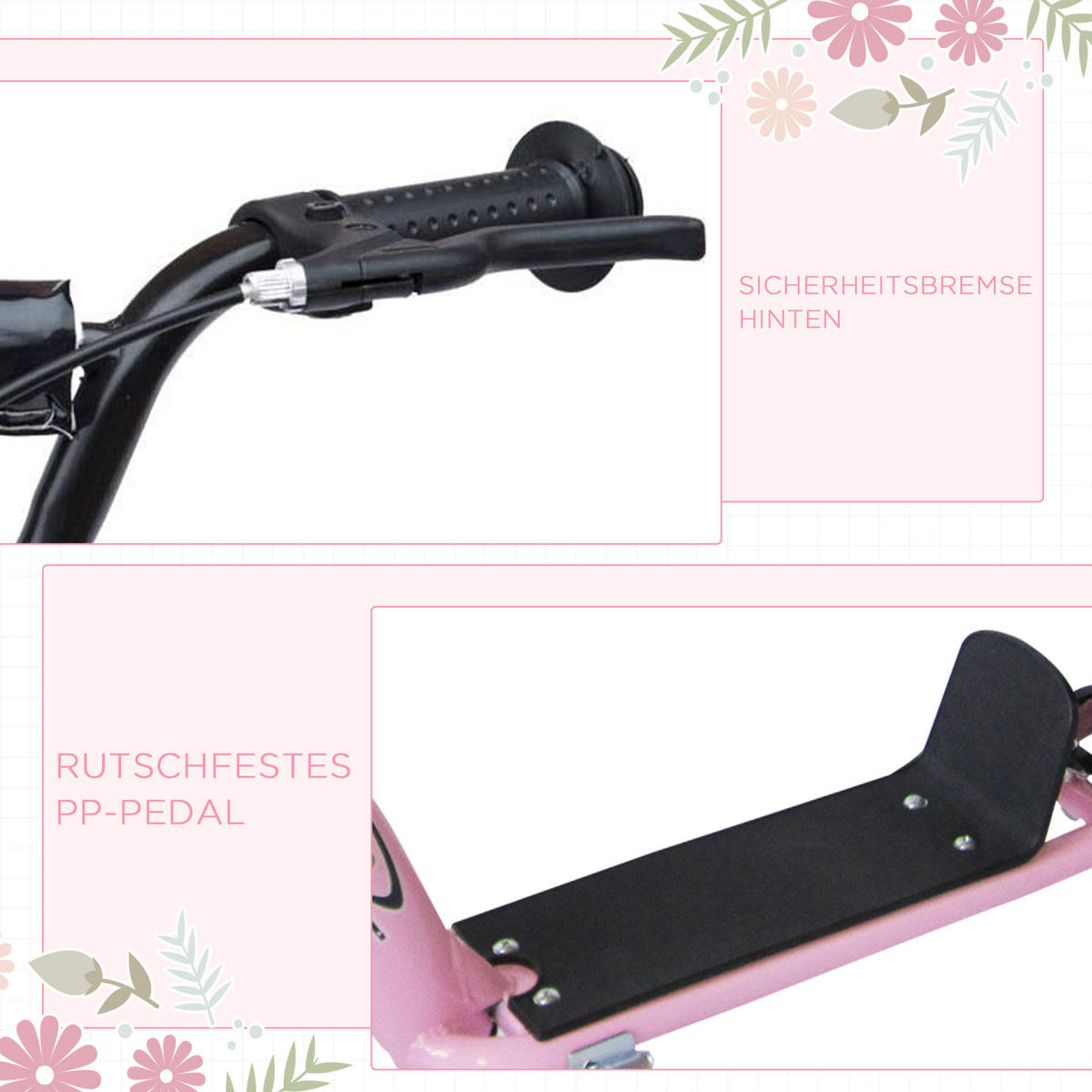 KINDERROLLER, Schwarz/Rosa/Blau/Rot, Stahl+ PVA - Rosa, Metall (120/52/80cm) - HOMCOM
