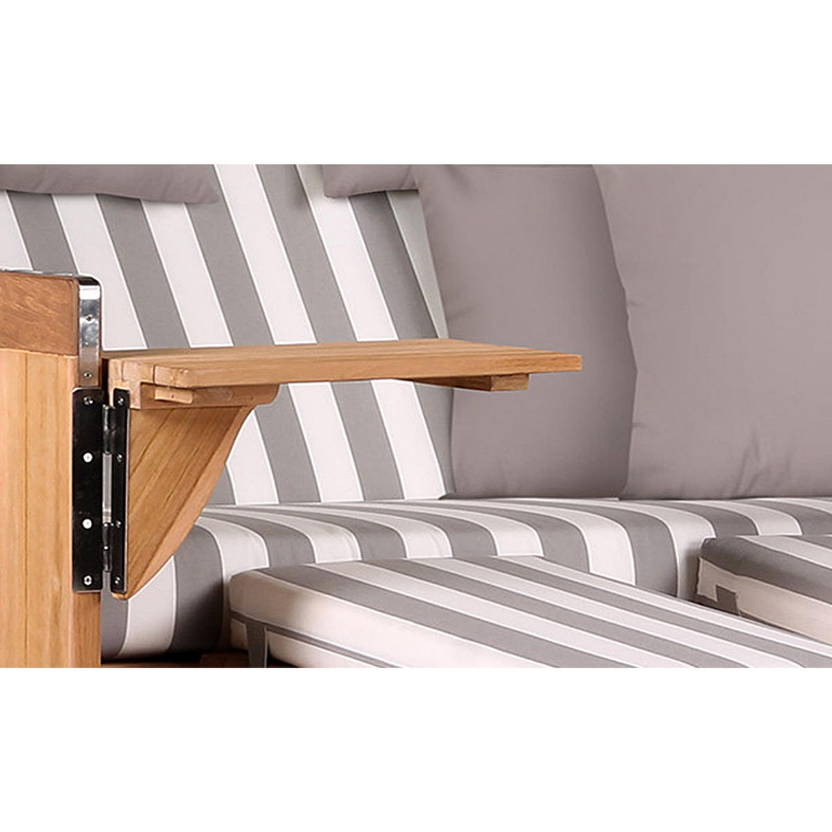 STRANDKORB Baltikum Teak 2,5 Sitzer - Braun/Grau, Holz/Metall (142/170/95cm) - Mr. Deko