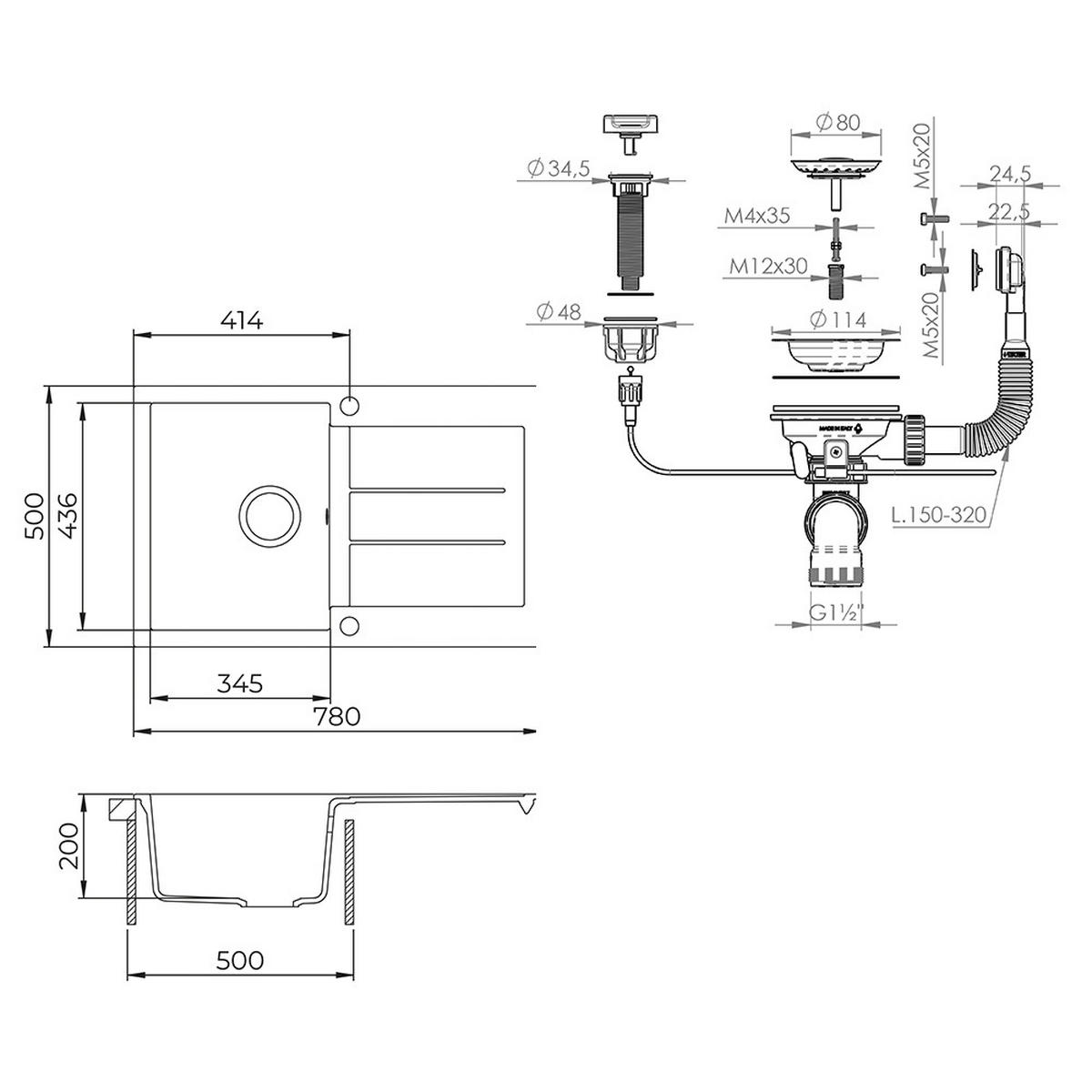 SPÜLBECKEN Kapstadt Beige 78 x 50 cm - Beige, Keramik (78/20/50cm) - Bergstroem