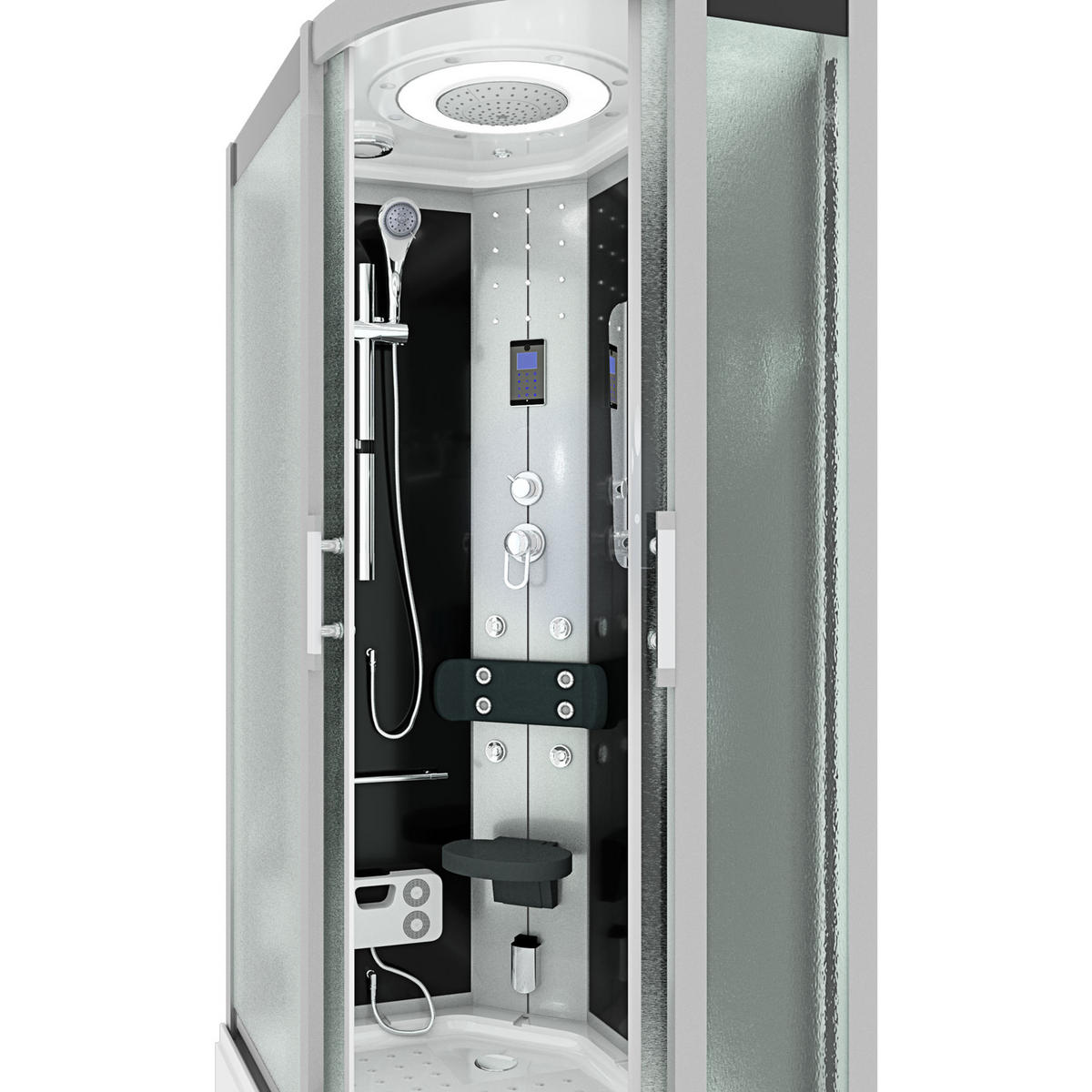 DUSCHE Duschkabine D60-73M0R Schwarz 80x120 - Schwarz, Glas/Kunststoff (80/120/215cm) - AcquaVapore by Sandra Jentho