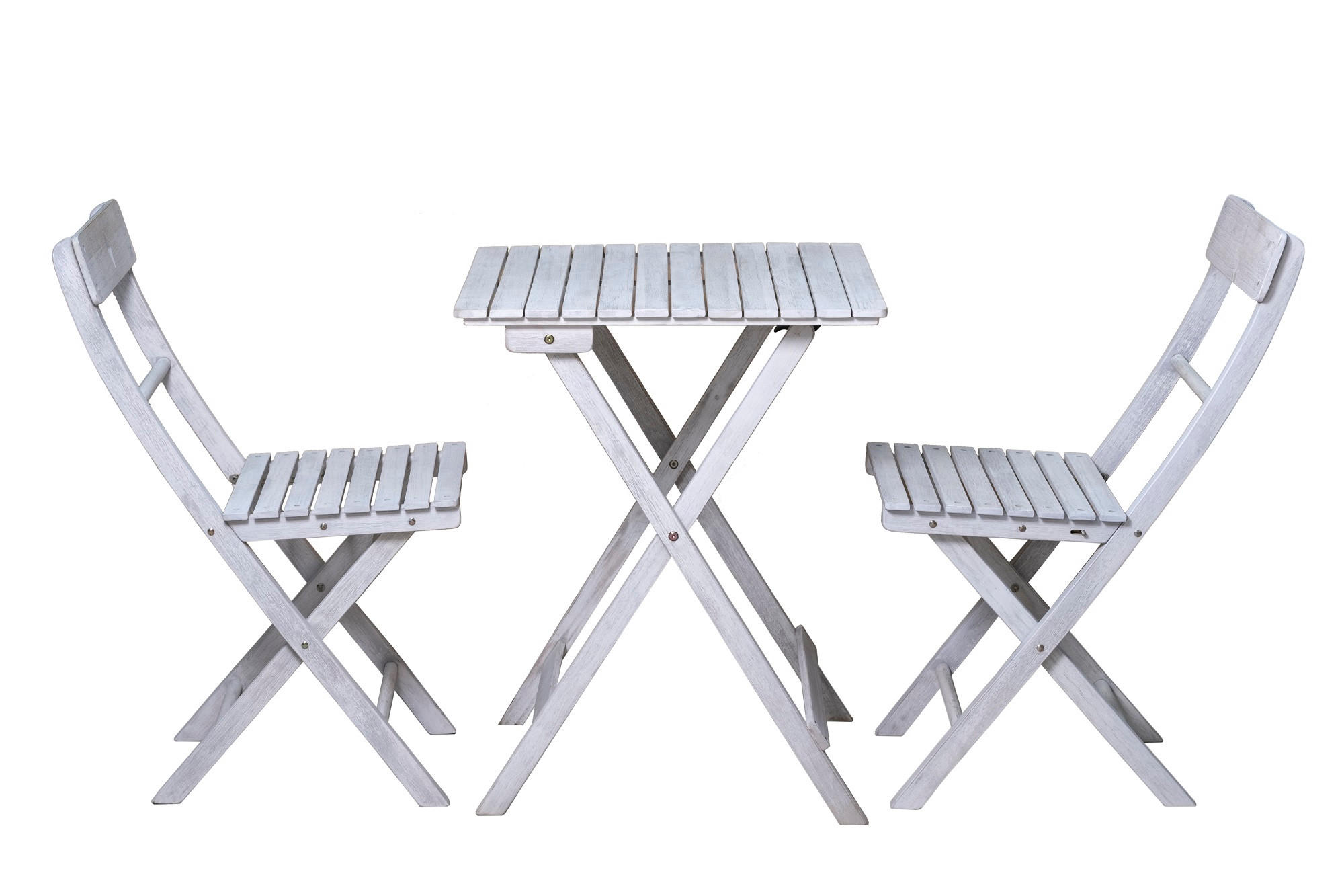 SITZGRUPPE Akana mit 2 Stühlen und 1 Tisch, 58x58 cm - Akazienholz geölt - Grau, Holz - TPFGarden