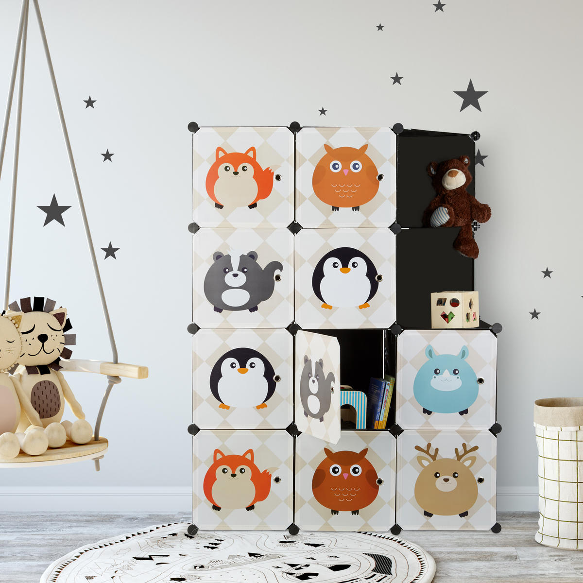 STECKREGAL Kinderzimmer - Multicolor, Kunststoff/Metall (110.5/145/46.5cm) - Relaxdays