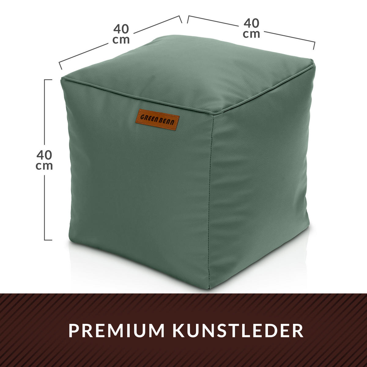 INDOOR HOCKER Cube eckig Kunstleder - Blau, Textil (40/40/40cm) - Green Bean