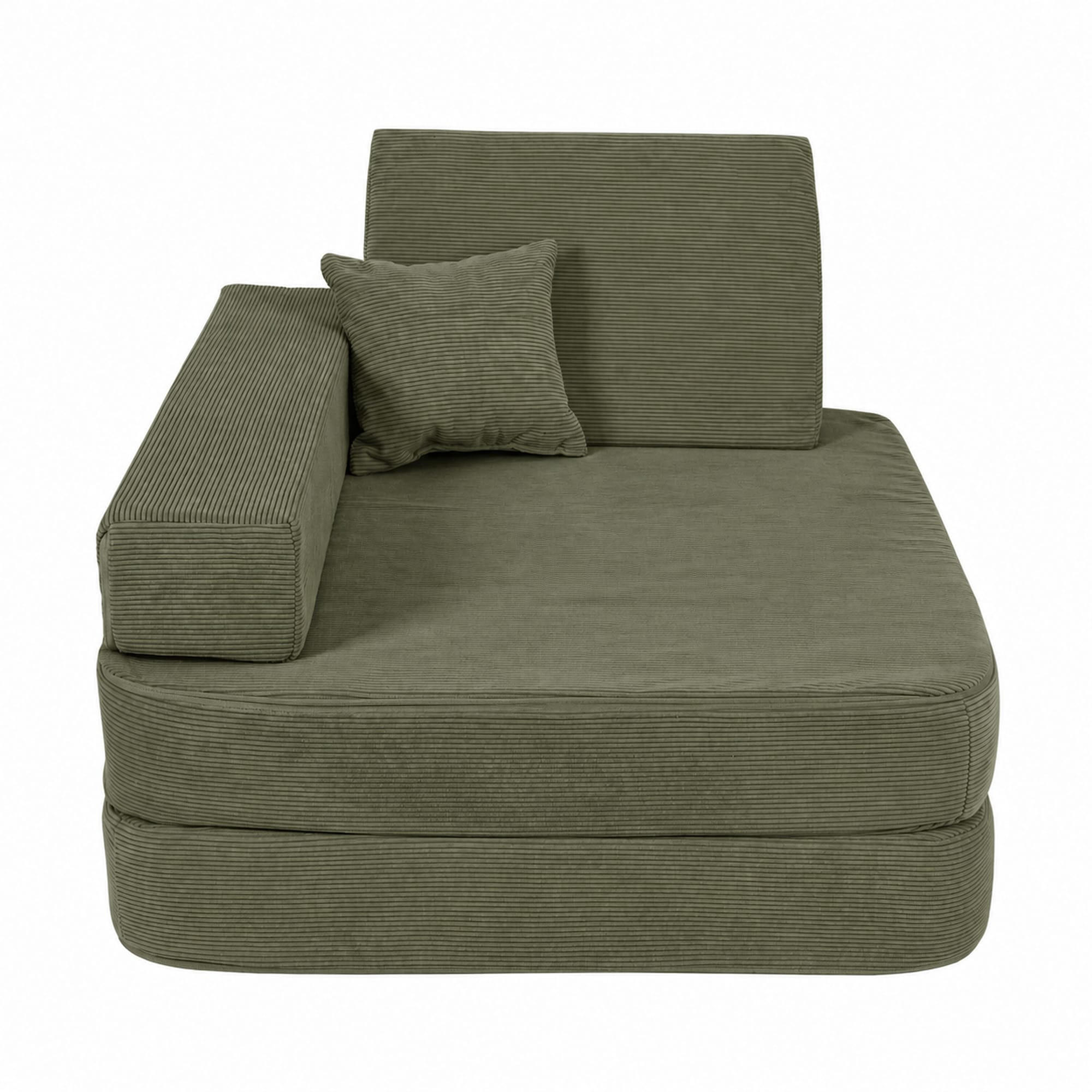 KINDERSESSEL 5 in 1 ausklappbar Cordsamt Forrest Khaki - Olivgrün, Textil (80/24/80cm) - AngeLove