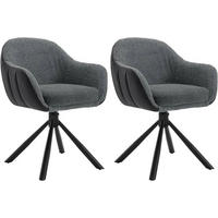 ESSZIMMERSTUHL 2er Set, drehbar, Chenille, Dunkelgrau - Dunkelgrau/Schwarz, Textil/Metall (57.5/78/60.5cm) - Woltu