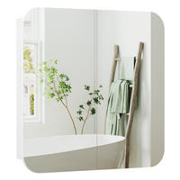 SPIEGELSCHRANK DE-15187 gewölbte Form mit verstellbarem Einlegeboden Weiß - Weiß, Holzwerkstoff (68/66/13cm) - ComfortXL