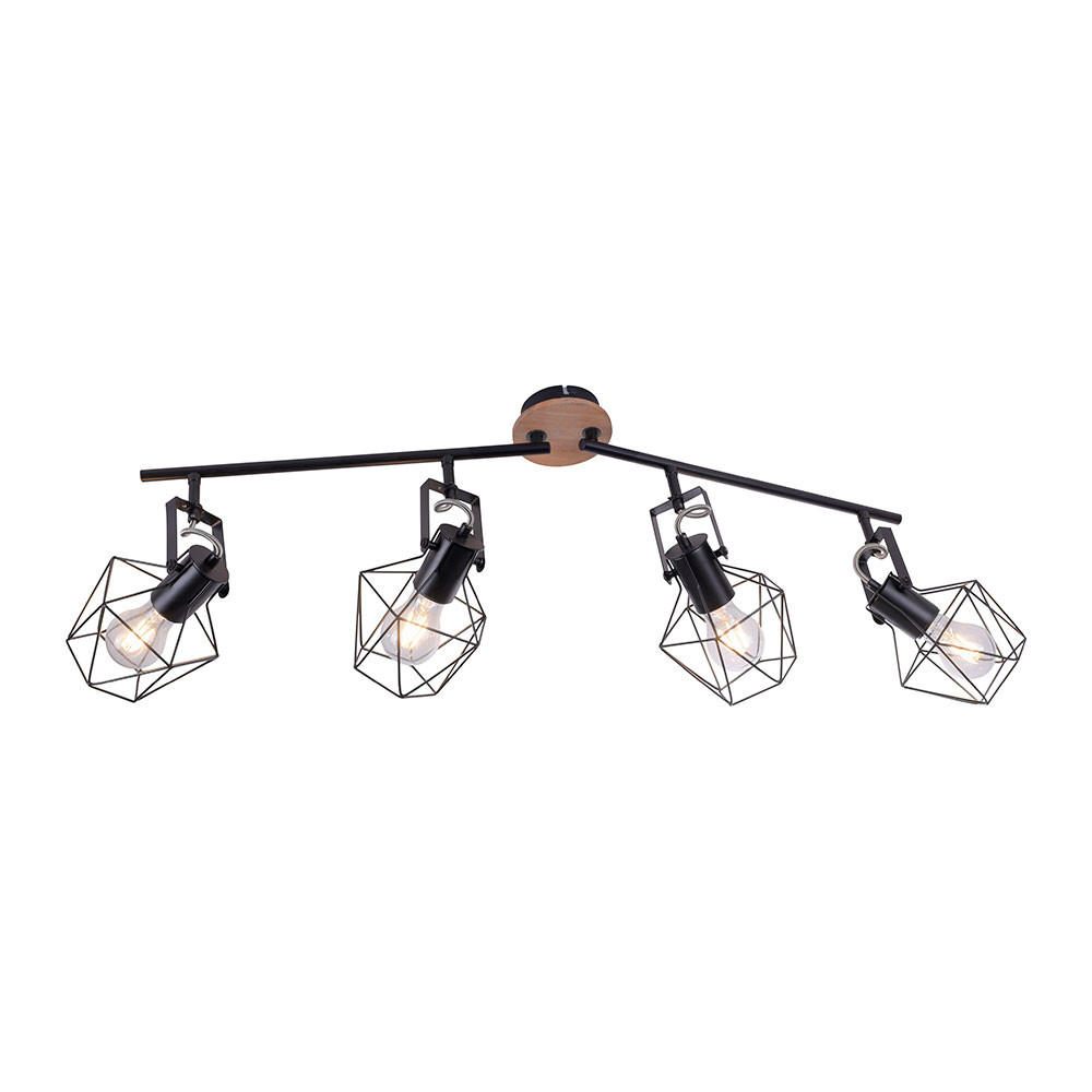 DECKENLEUCHTE Metall Schwarz Holzoptik - Schwarz, Holz (110/10.9/30.5cm)