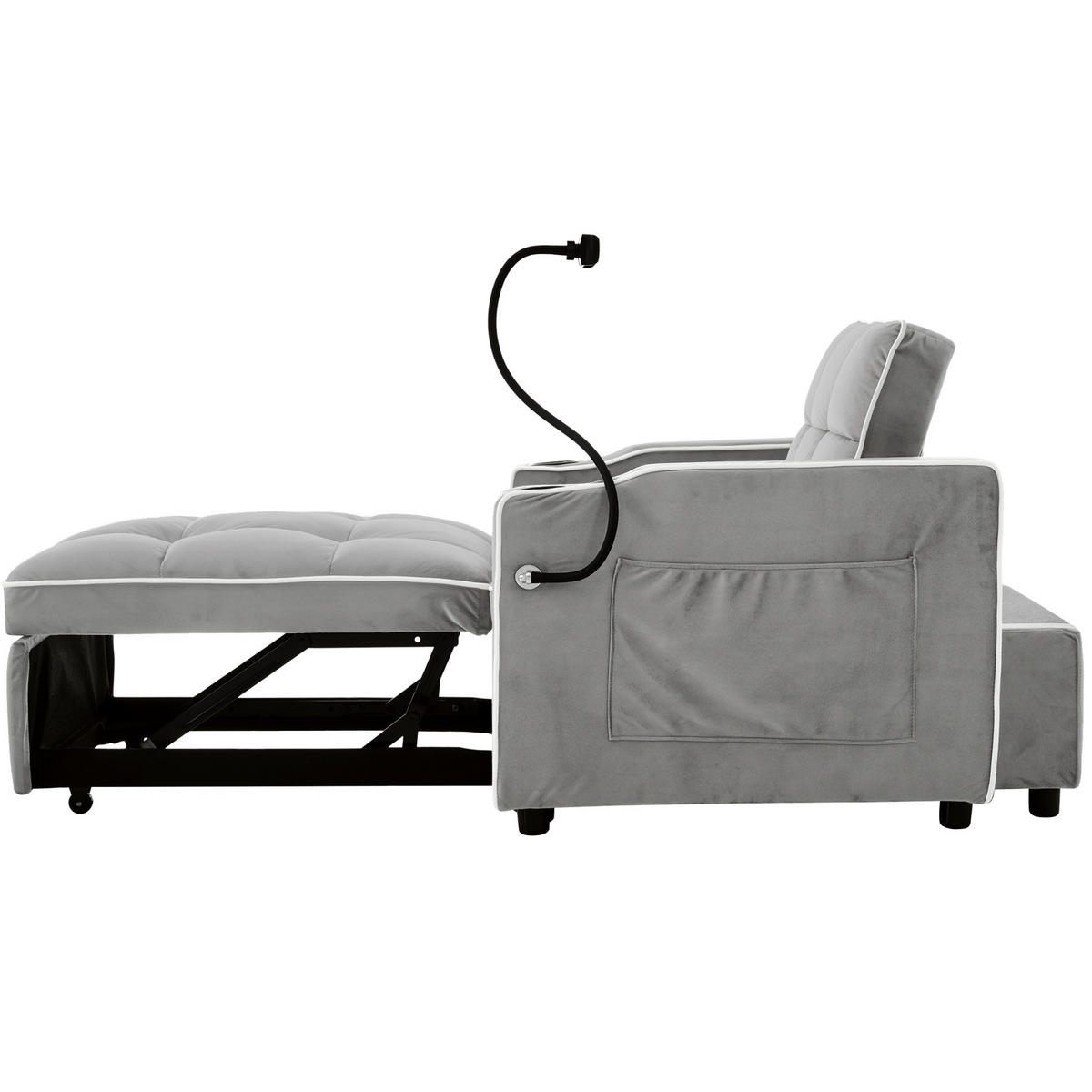 SCHLAFSESSEL mit Liegefläche 83/167 cm – 3-stufig verstellbar, platzsparend - Weiß, Kunststoff (83/76/167cm) - BEAOK
