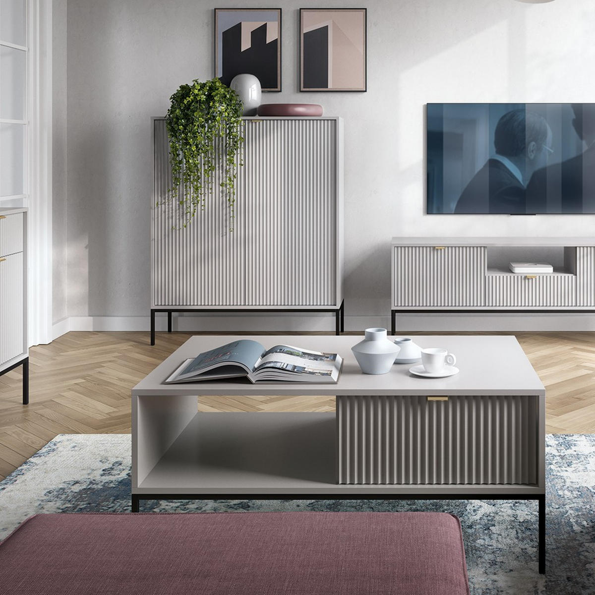 COUCHTISCH STELLARE 104/46/68 cm Grau - Grau, Holzwerkstoff (68/104/46cm) - MASSENO