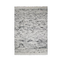 TEPPICH aus Wolle handgewebt mit Fransen TIREE in Schwarz, gestreift, 140 x 200 cm - Schwarz, Textil (200/140cm) - KADIMA DESIGN
