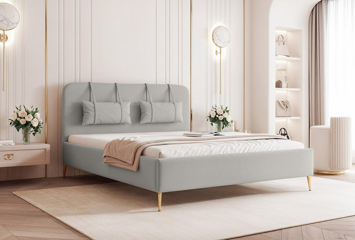 POLSTERBETT Rexal 140x200 cm, Grau - Grau, Textil (200/140cm) - Fedve