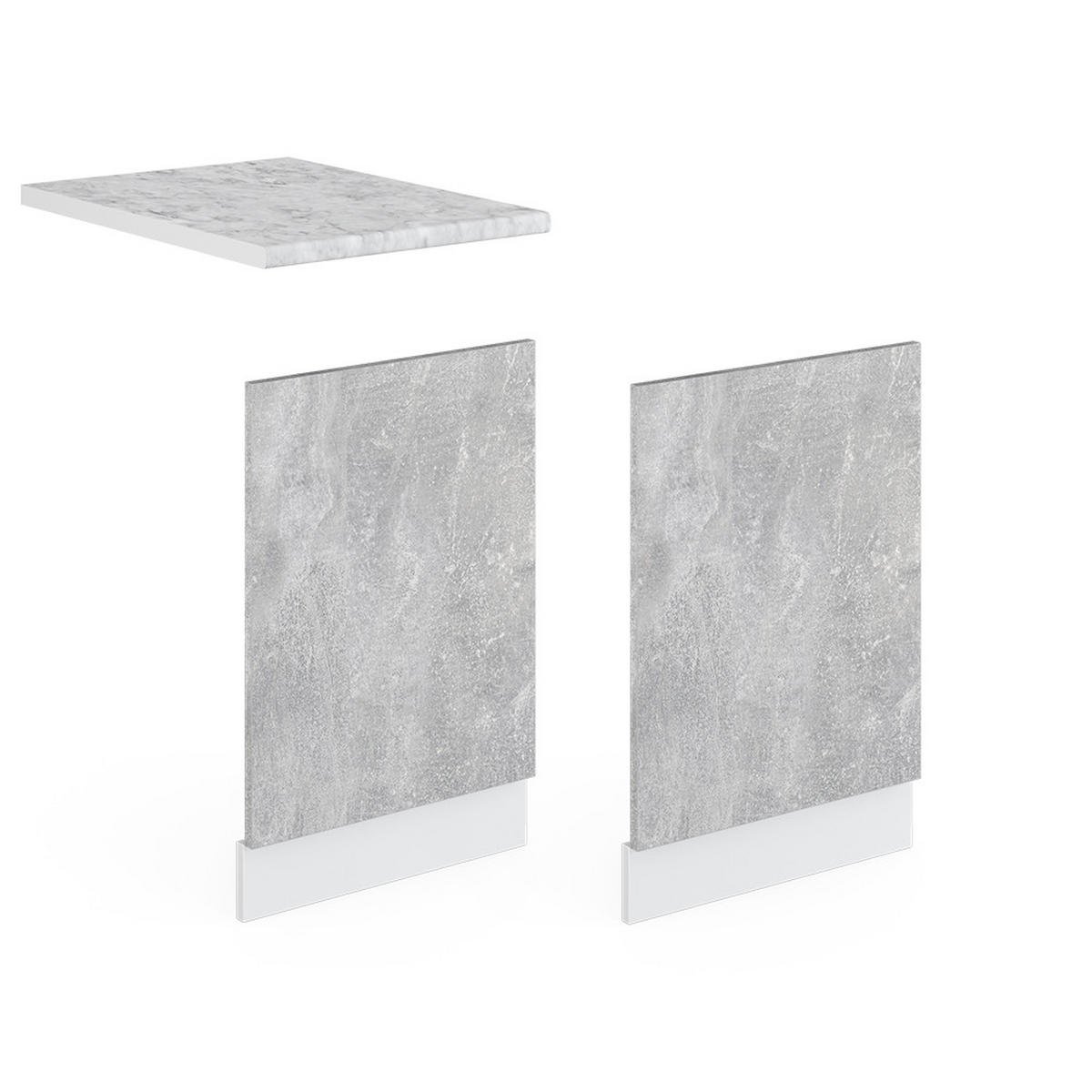 FRONTBLENDE R-Line Beton 45 cm, AP Marmor - Schieferfarben/Hellgrau, Holzwerkstoff (45/57.2/1.6cm) - Vicco