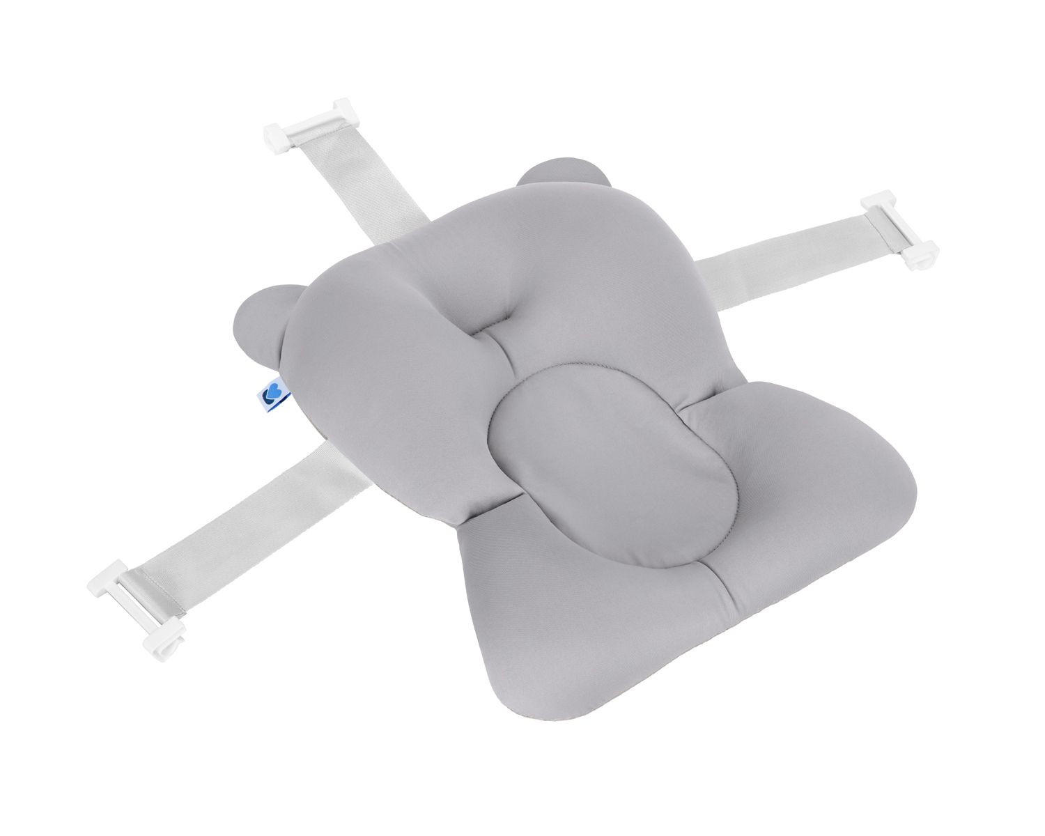 BADEKISSEN Bär Badehilfe grau hellgrau Wannenauflage, Baby-Badewannenkissen, Clips - Grau, Kunststoff (32/45cm) - Kikka boo