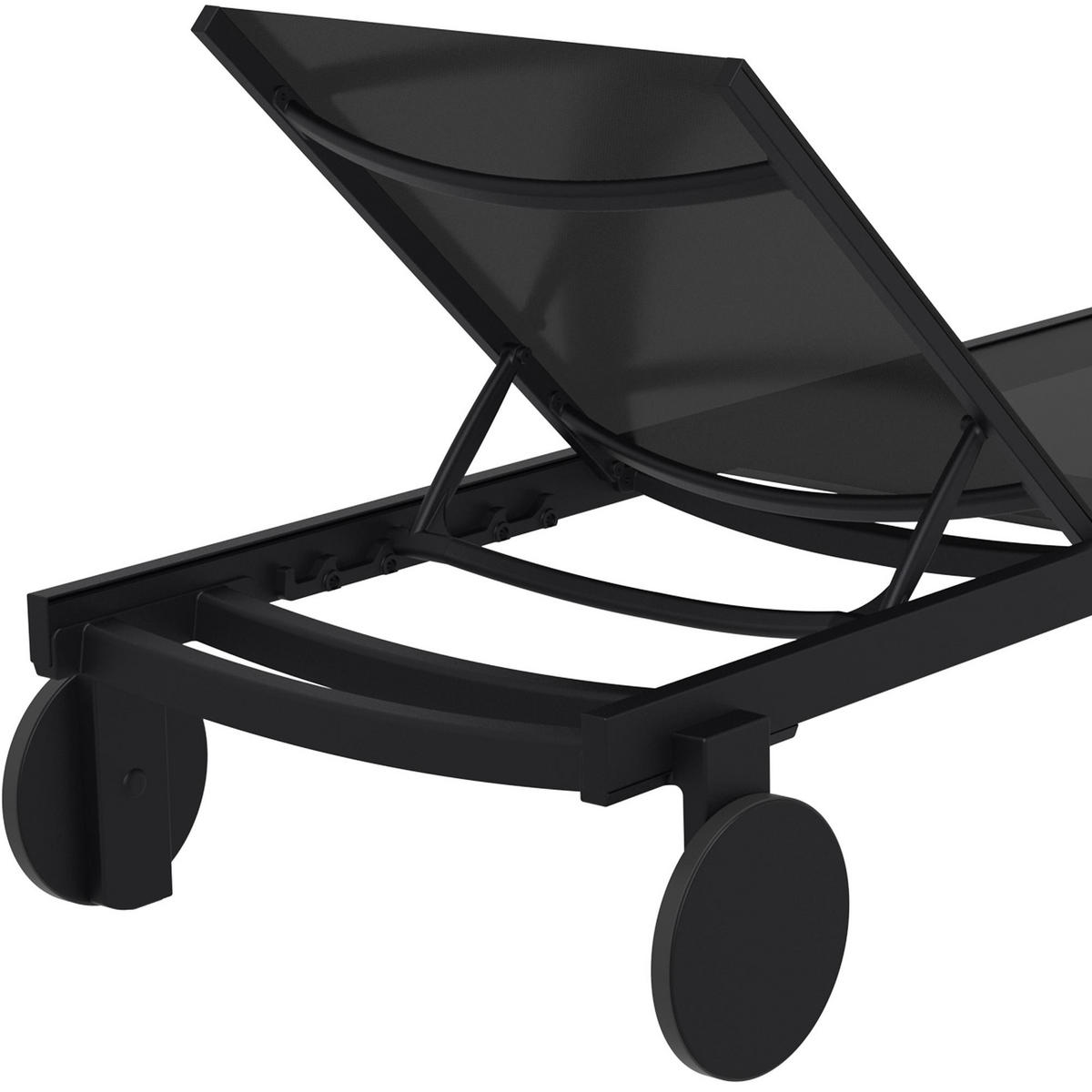 SONNENLIEGE Rune Rollen klappbar 74x190x31cm Metall Schwarz Gartenliege - Schwarz, Metall (74/31/190cm) - DELUKE