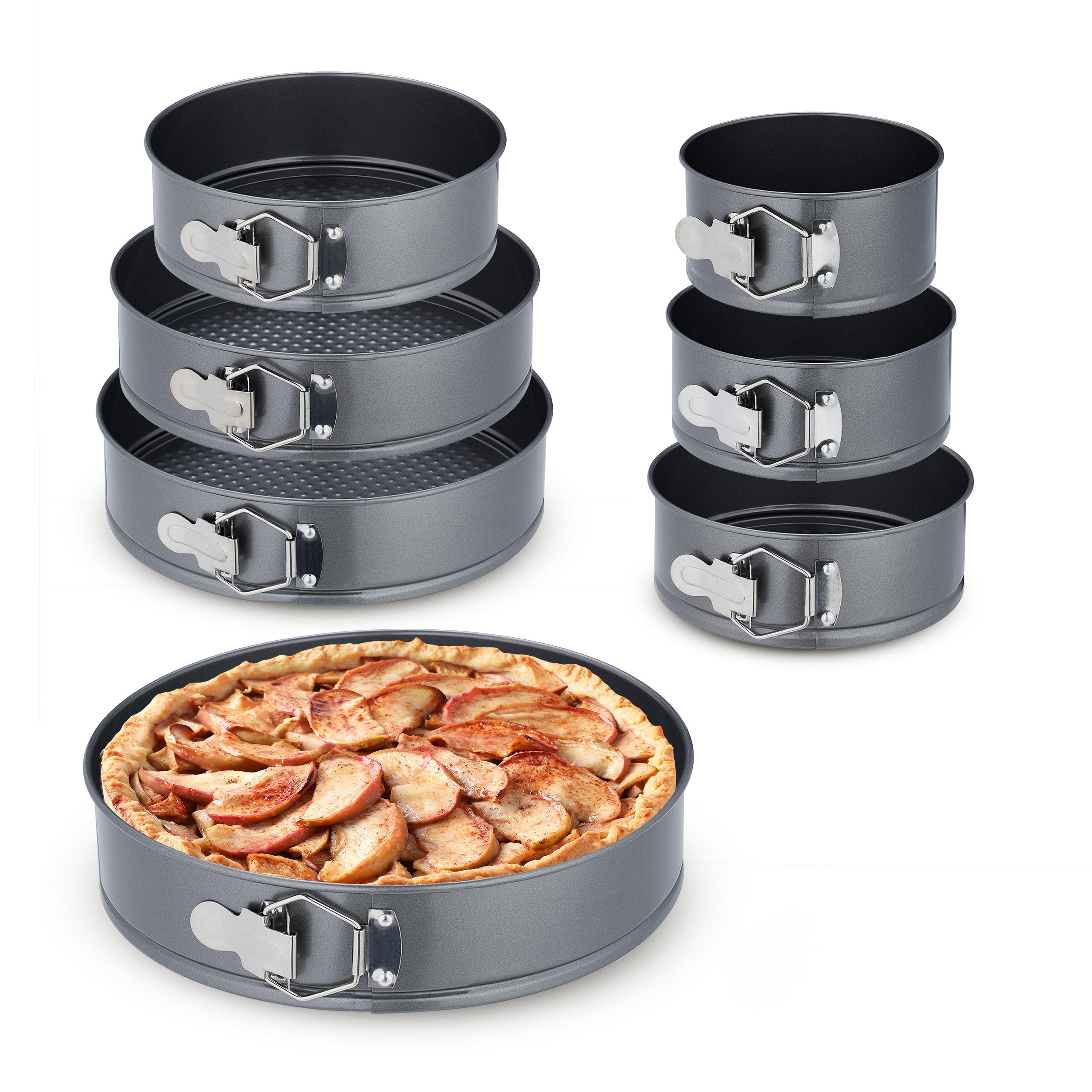 SPRINGFORM Set - Anthrazit, Metall (28/6.5/28cm) - Relaxdays