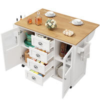 KÜCHENINSEL 137,9/73/92,5 cm weiß aus MDF und Metall mit Klapptisch - Weiß, Holzwerkstoff (137.9/92.5/73cm) - OKWISH