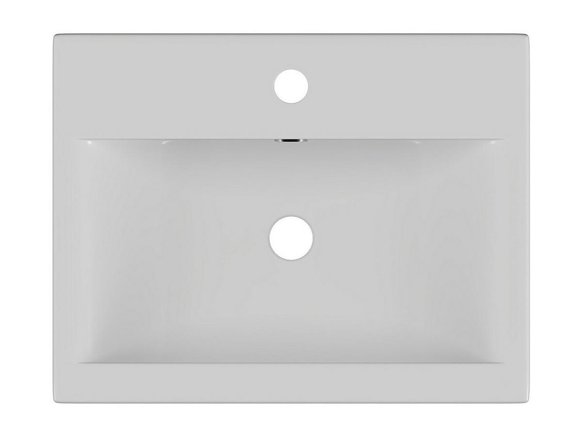 HALBEINBAUWASCHBECKEN rechteckig - Keramik - 51,5 cm - Weiß - YASMAC II - Weiß, Keramik (51.5/17/39.5cm) - Vente-Unique