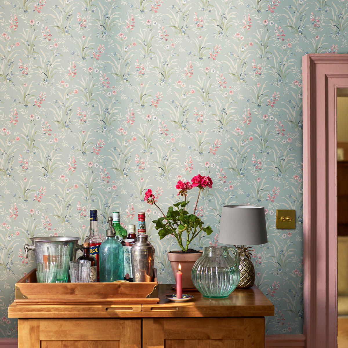 VLIESTAPETE Mosedale Posy Dark Duck Egg Blue - Dunkelblau, Papier/Kunststoff (52/1000cm) - Graham & Brown