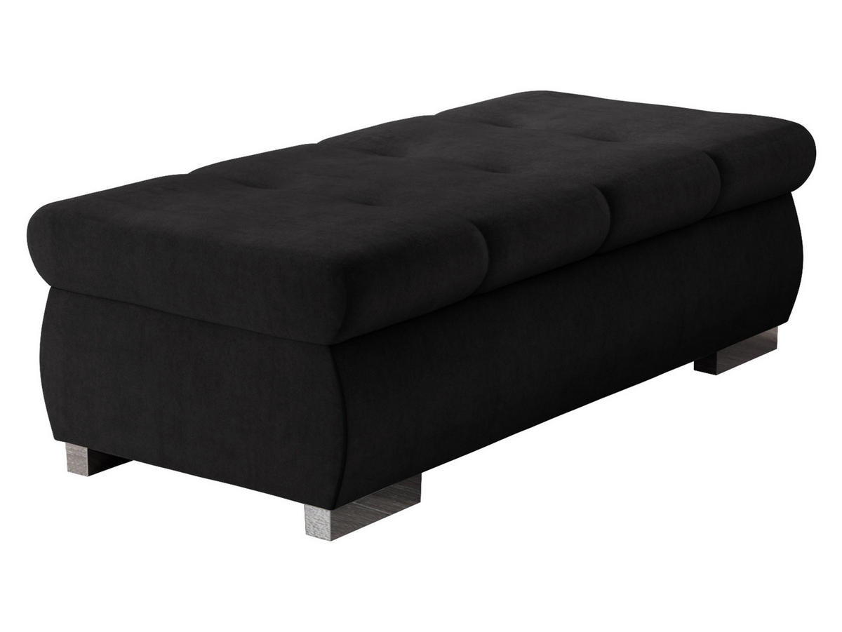 POLSTERHOCKER Orkan Groß - Silberfarben/Schwarz, Holz/Textil (120/39/60cm) - MIRJAN24