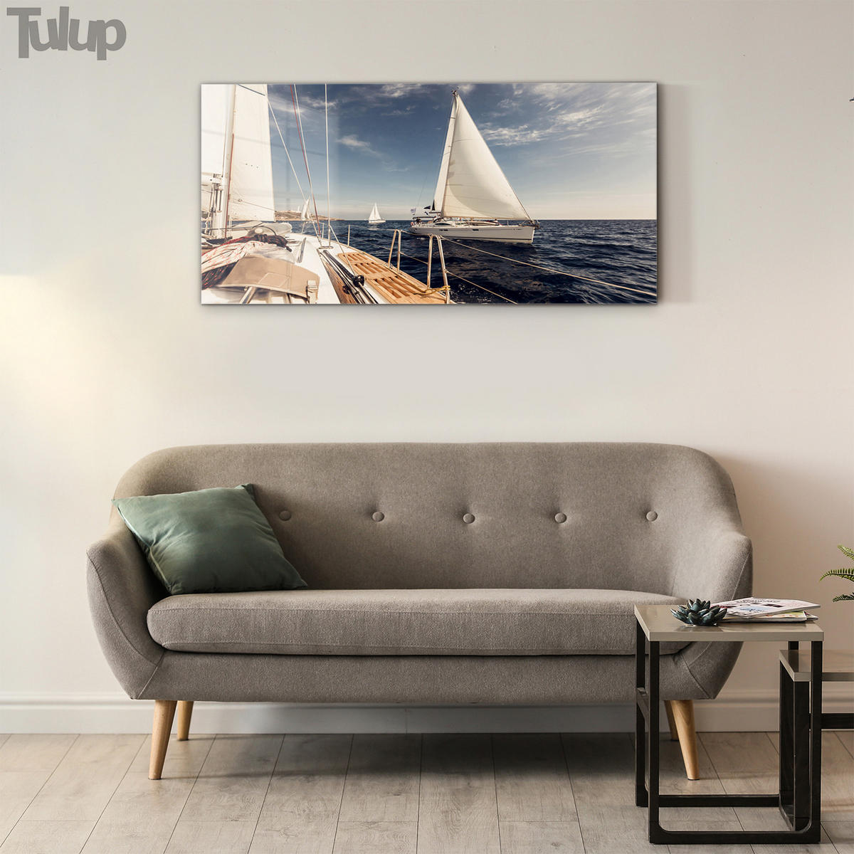 GLASBILD 120x60 cm Seesegeln - Pastellblau, Glas (120/60cm) - TULUP