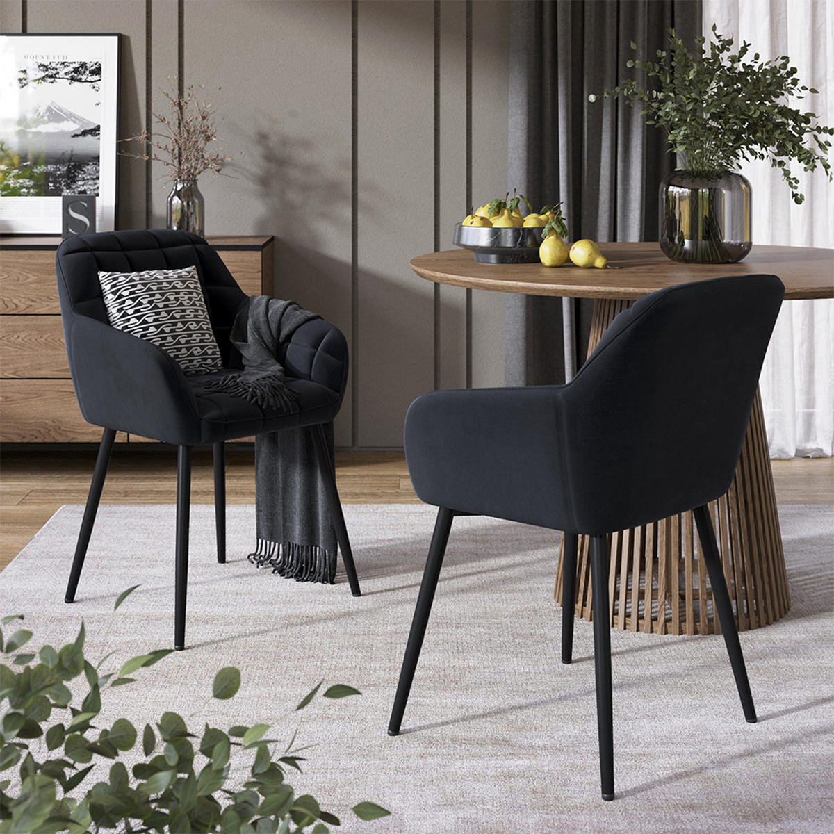 ŽIDLE JÍDELNY Relio Černá 53.5 x 55.5 cm Sada 2 kusů - černá, textil (53.5/79/55.5cm) - Vicco