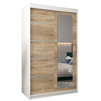 SCHWEBETÜRENSCHRANK 200/120/62 2-türig - Silberfarben/Weiß, Holz/Kunststoff (120/200/62cm) - Abiks Möbel