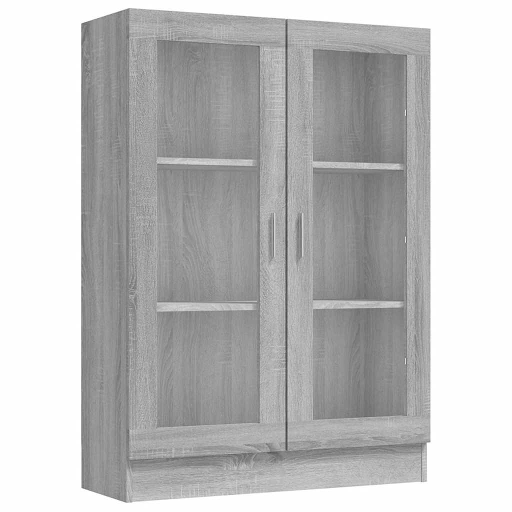 VITRINENSCHRANK mit 3 Fächern, 2 Glastüren 82,5/30,5/115 cm aus Holzwerkstoff Grau Sonoma Dekor - Silbereichenfarben, Holz (82.5/115/30.5cm) - vidaXL