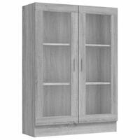 VITRINENSCHRANK mit 3 Fächern, 2 Glastüren 82,5/30,5/115 cm aus Holzwerkstoff Grau Sonoma Dekor - Silbereichenfarben, Holz (82.5/115/30.5cm) - vidaXL