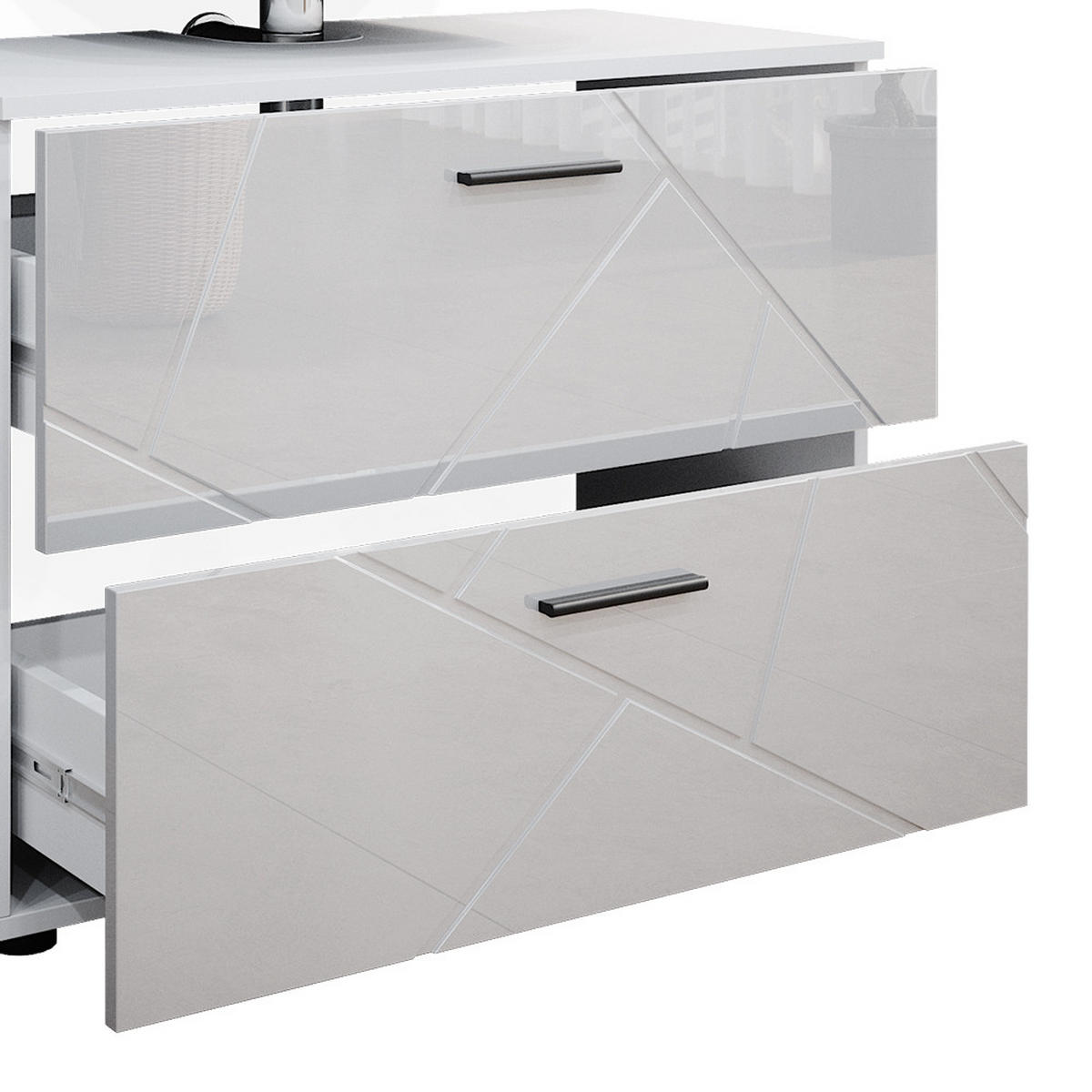 BADMÖBEL-SET Irma Weiß Hochglanz 3 Teile mit Schubladenschrank und Midischrank - Weiß Hochglanz/Weiß, Holzwerkstoff (80/58.6/41cm) - Vicco