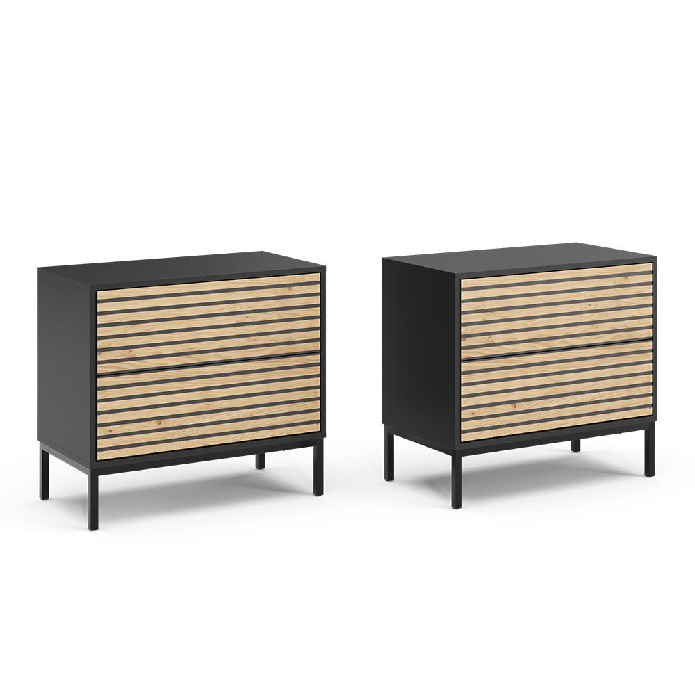 NOČNÍ STOLEK Eliza Dub Artisan/antracit - medově dubová/antracitová, kompozitní dřevo (66/60/36cm) - Vicco