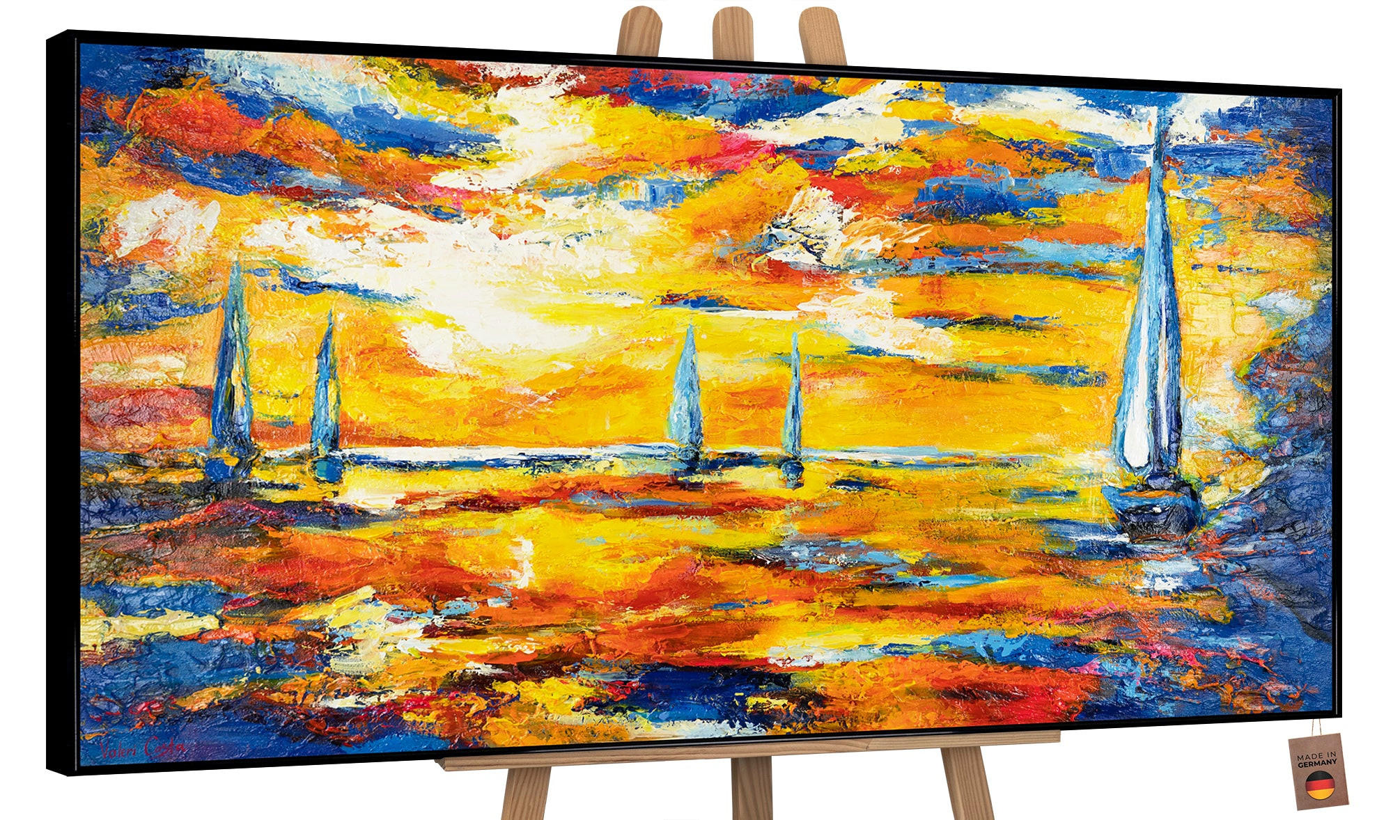 GEMÄLDE Meer Mirage Schattenfugenrahmen Schwarz 200x100 cm - Schwarz, Holz (200/100cm) - YS-art gallery