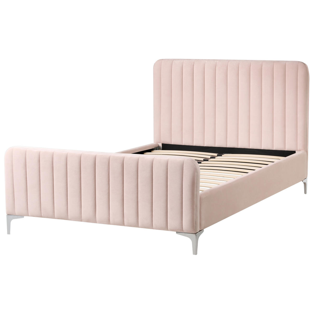 BETT mit Lattenrost 120/200 cm Pastellrosa Lunan - Pink, Textil (120/200cm) - Beliani