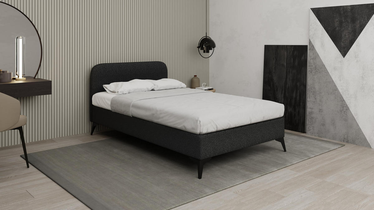 POLSTERBETT Mavilo 140 x 200 cm mit Bettkasten und Lattenrost Taschenfederkernmatratze Pocket H3 - schwarz - Schwarz, Holz (140/200cm) - Panda Möbel