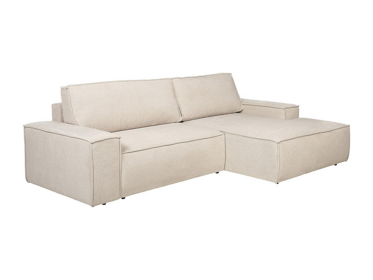 ECKSOFA mit Schlaffunktion - Ecke rechts - Strukturstoff - Beige - AMELIA - Beige, Textil (267/167cm) - Vente-Unique