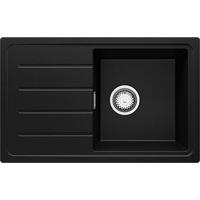 SPÜLBECKEN Kopenhagen Easy, 2-er set Schwarz Metallic 70/44 cm 1 Becken + Ablauf-Set ab 45er Unterschrank - Chromfarben/Schwarz Hochglanz, Kunststoff (70/20/44cm) - Primagran