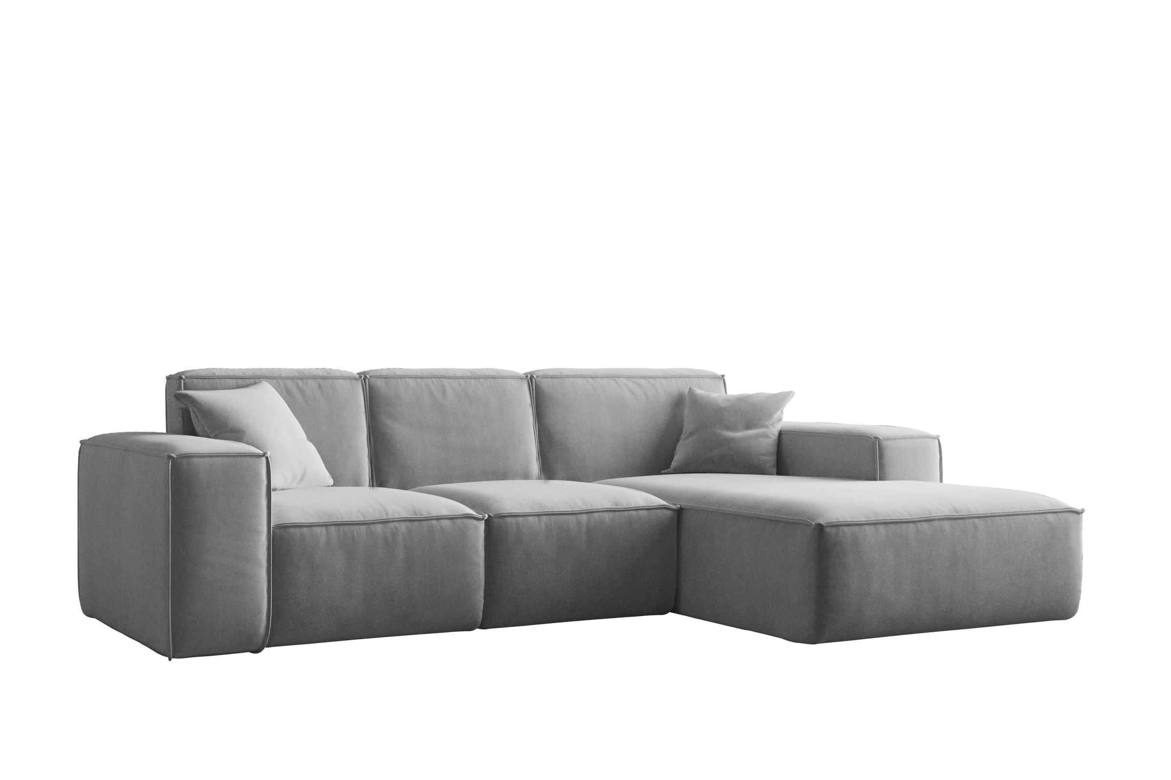 ECKSOFA, Sofa L form, Couch L form Siena L stoff Salvador Grau Rechts - Grau, Holz (266/165cm) - Kaiser Möbel