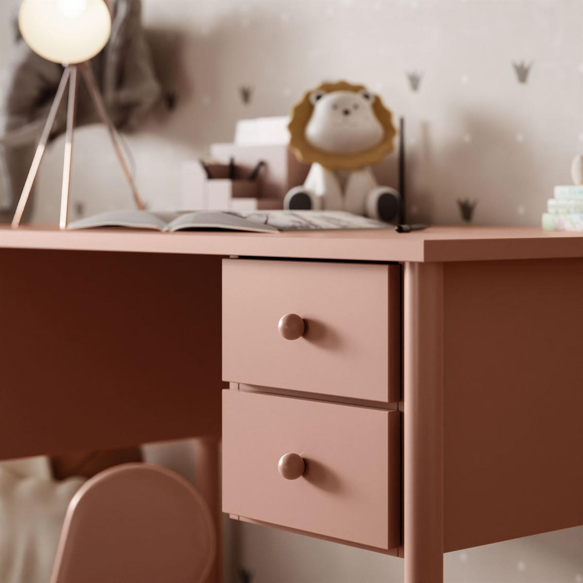 KINDERSCHREIBTISCH BABUSHKA, Natürlich Rosa - Rosa, Holzwerkstoff (113/75/65cm)