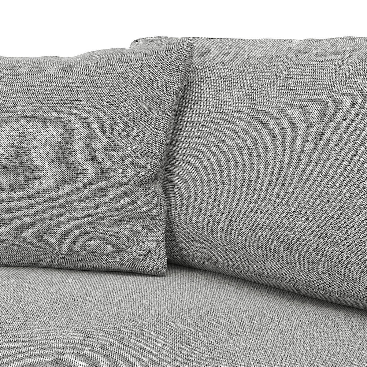 ECKSOFA mit Longchair - Hellgrau/Schwarz, Kunststoff/Textil (238/183cm) - home24