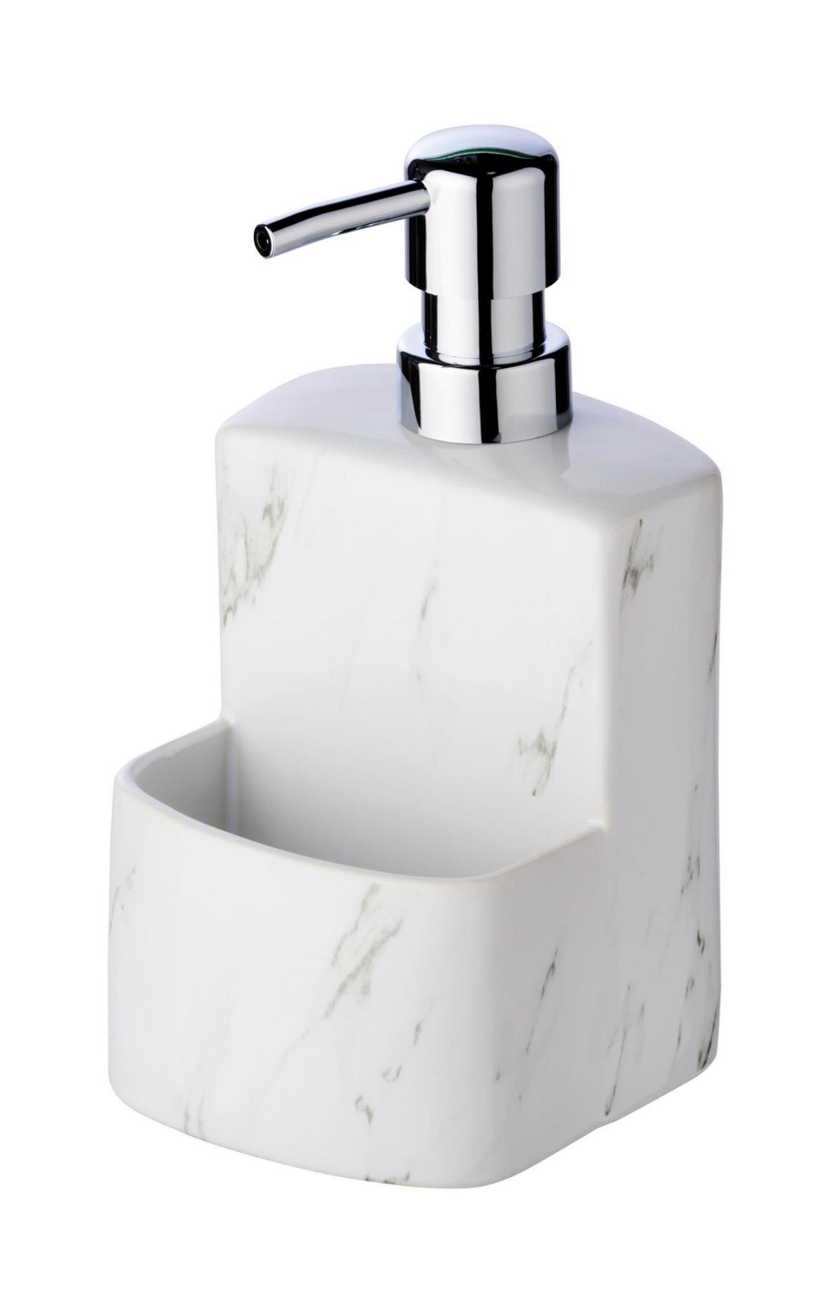 FLÜSSIGSEIFENSPENDER mit Schwammbehälter Festival 380 ml 10/10/18 cm - Weiß, Keramik (10/18/10cm) - Wenko