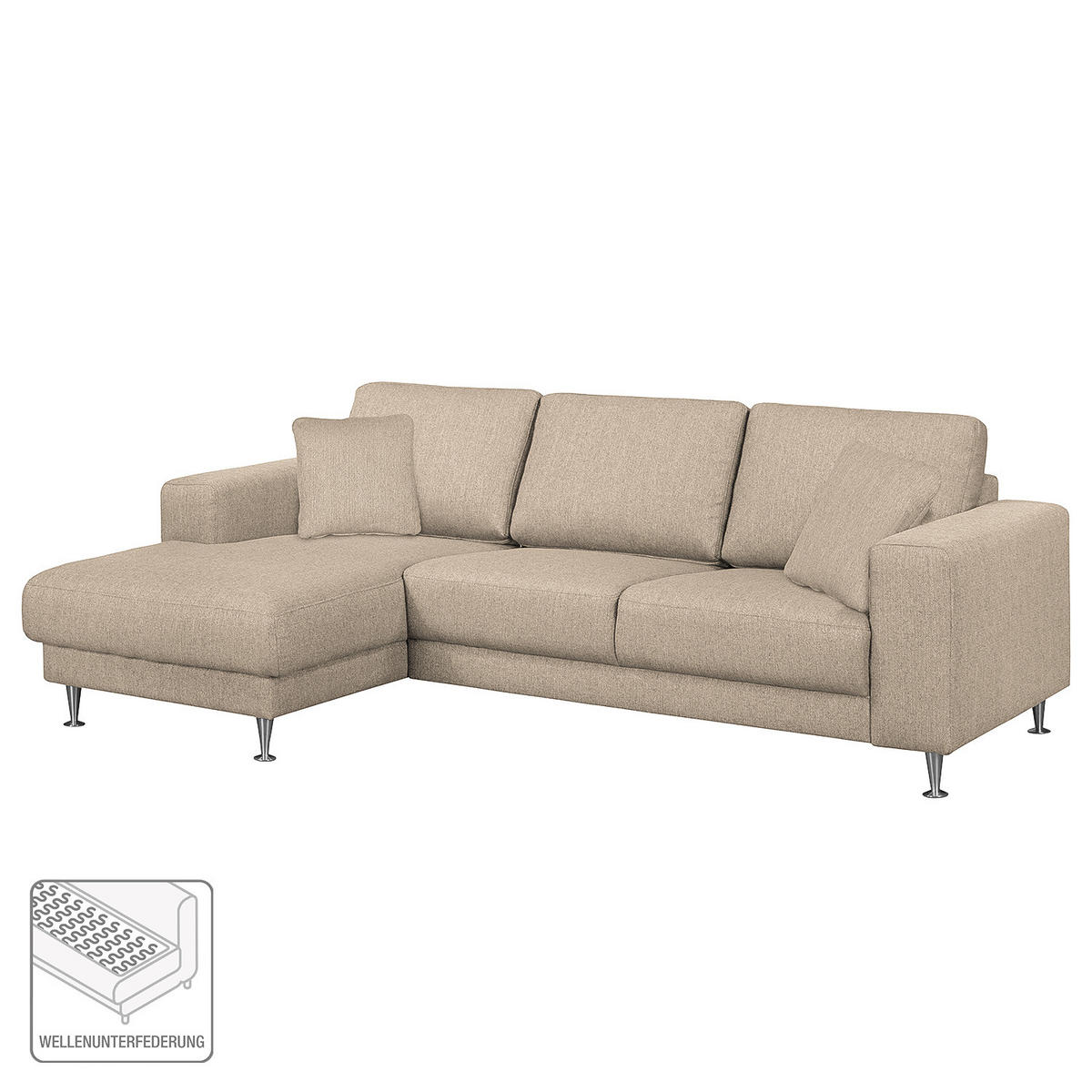 ECKSOFA mit Longchair - Strukturstoff - Kaschmir, Textil (235/150cm) - home24
