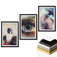 WANDBILDER 3er-Set - 40x60 cm Schwarzer Rahmen - Porträt einer Frau mit abstrakten Emotionen - Schwarz, Kunststoff (40/60cm) - ArtPrintCave