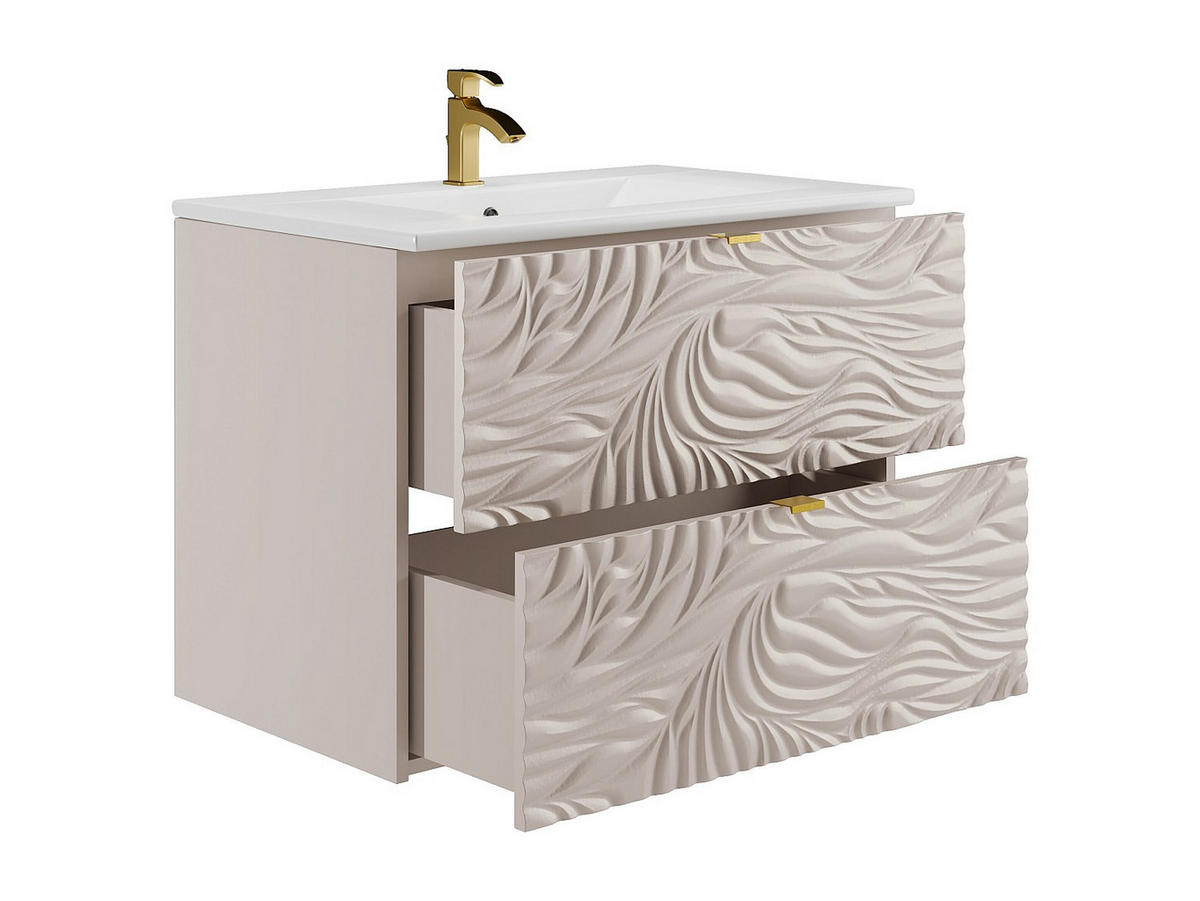 EINZELWASCHTISCH - 80 cm x 46 cm - Holz, Platte - Beige - RINAREL - Beige, Holz (80/60/46cm) - Vente-Unique