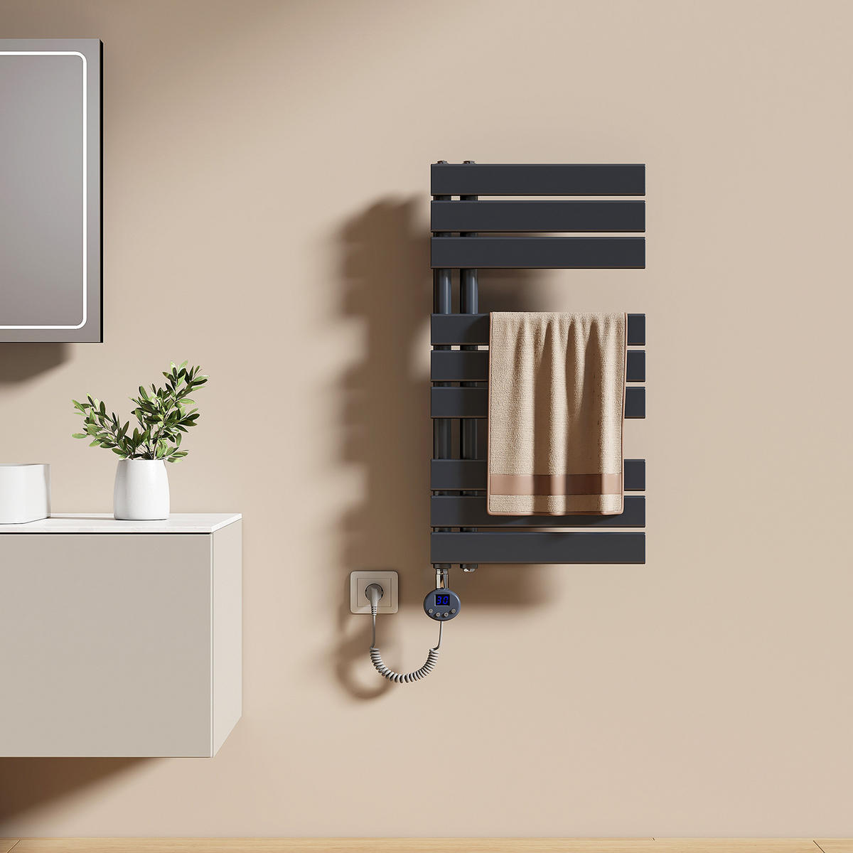 HEIZKÖRPER Elektrisch WLAN Thermostat Anthrazit - Anthrazit, Metall (40/76.2/5.9cm) - EMKE