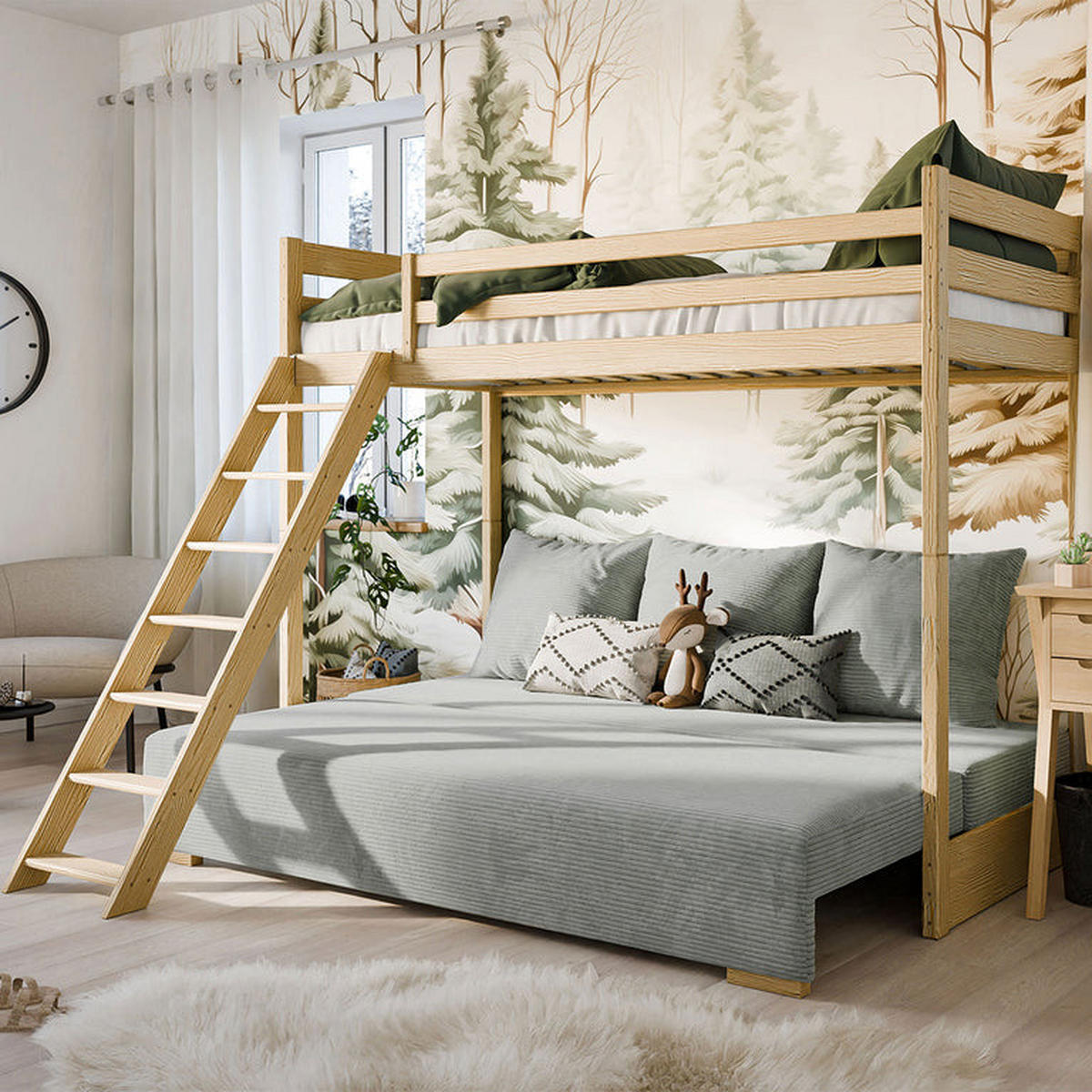 HOCHBETT 90/200 Orlane Holz und Grau - Braun, Holz (90/200cm) - Petits-meubles