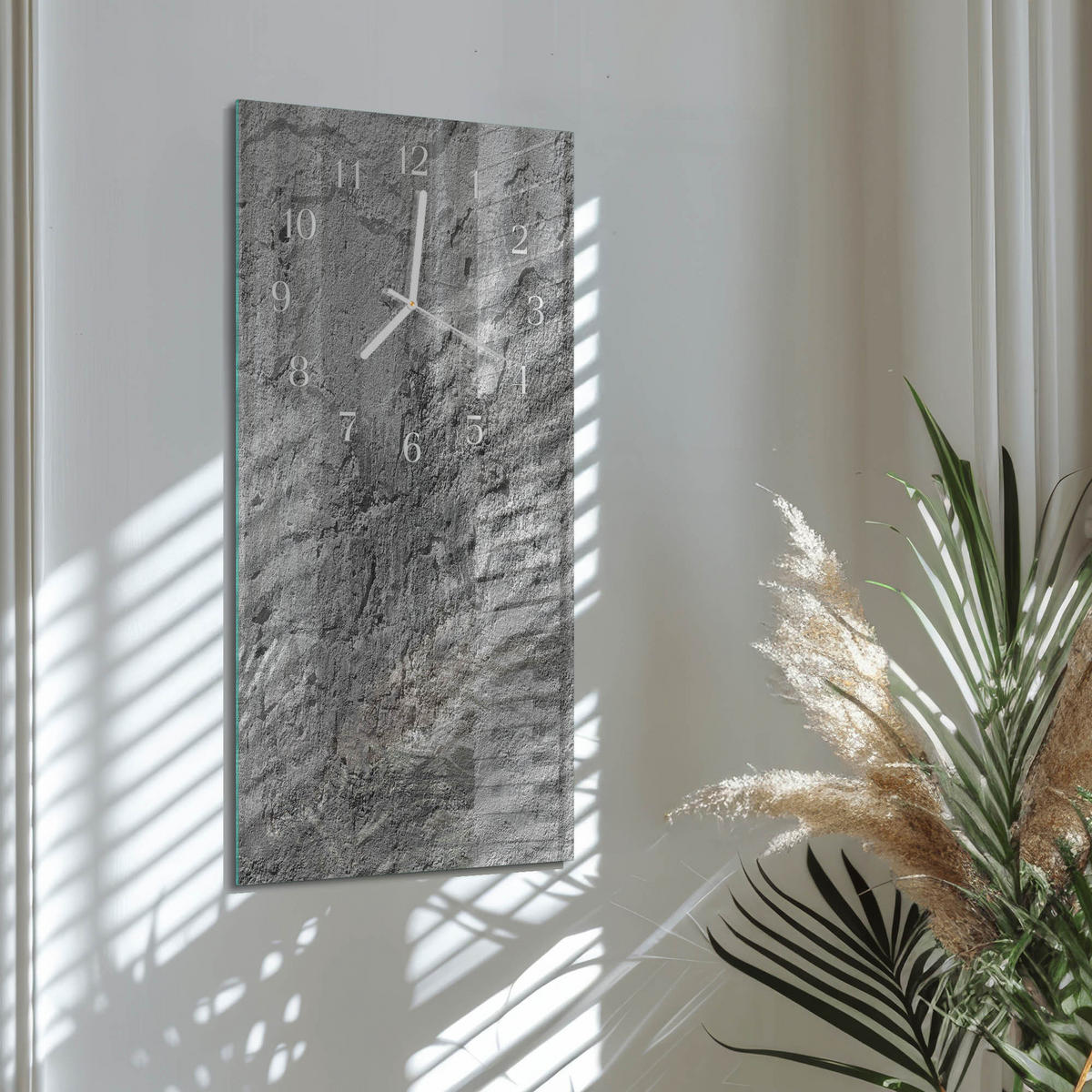 WANDUHR 30x60 cm - Abstrakte Linien - Grau, Glas (30/60/0.4cm) - TULUP
