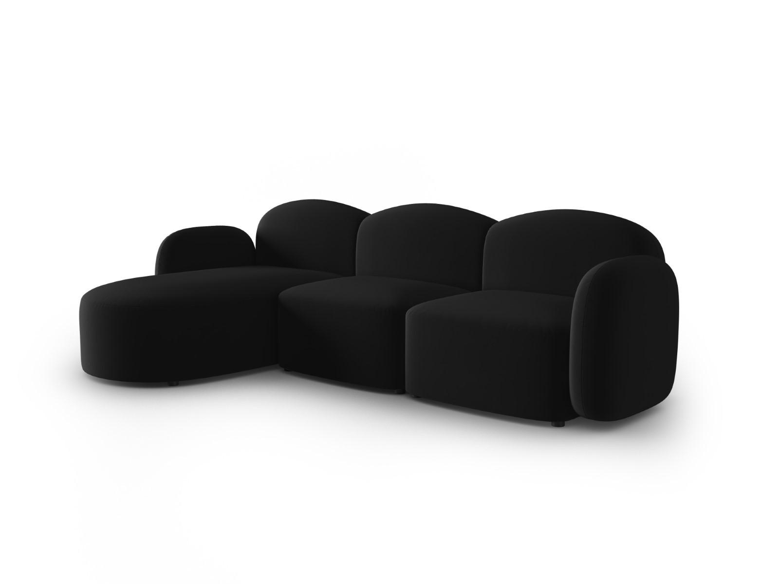 ECKSOFA links Blair aus Samt schwarz 4 Sitzplätze - Schwarz, Textil (155/272cm) - Micadoni