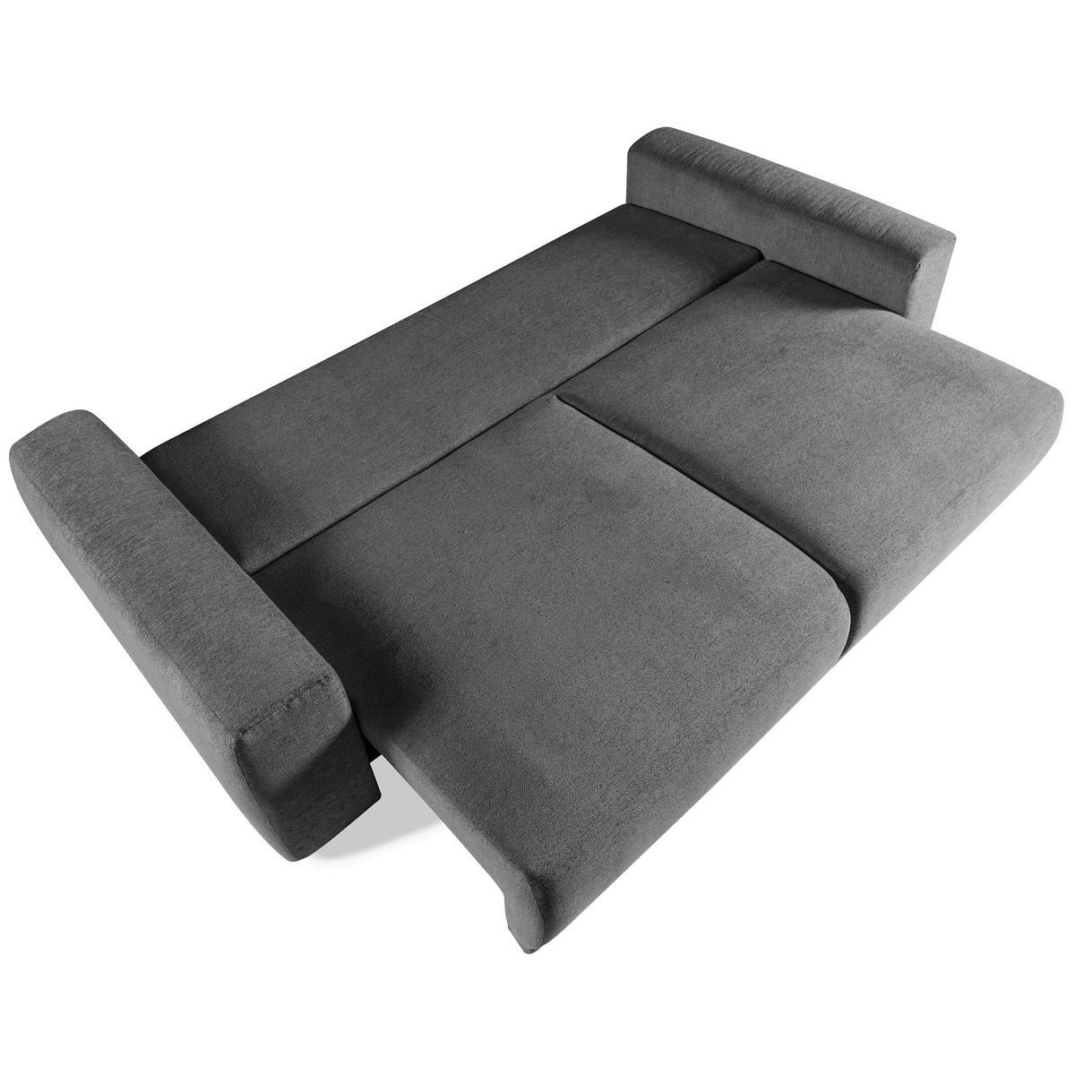 SCHLAFSOFA Polo 3-Sitzer mit Schlaffunktion, Grau - Grau, Textil (252/100/120cm) - Beautysofa