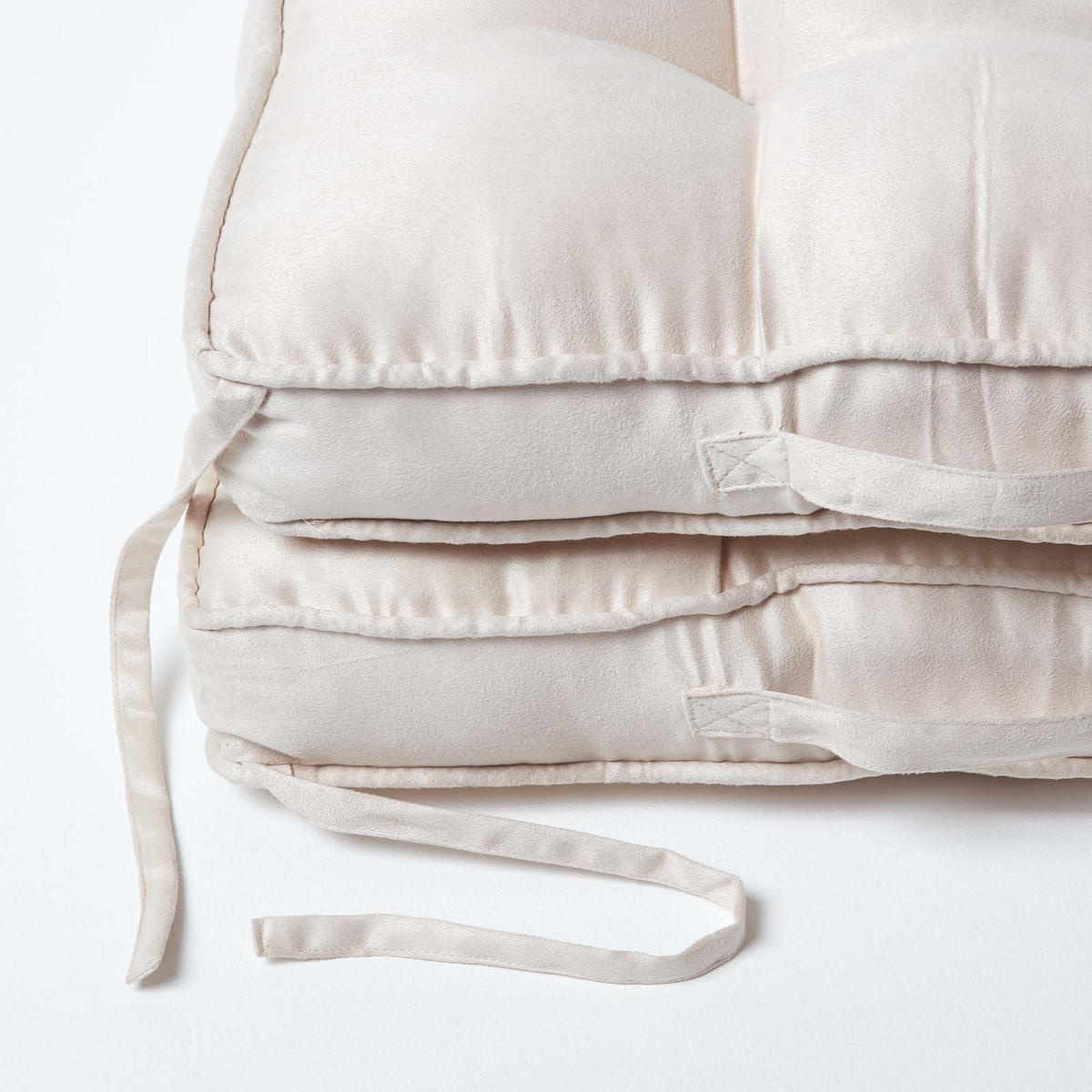 SITZKISSEN Velours klappbar 50/50/10 cm – creme - Creme, Textil (50/50/10cm) - Homescapes